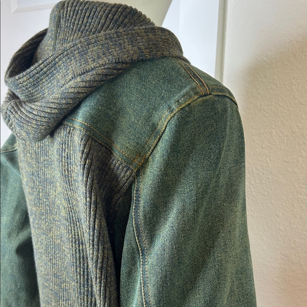 Ruff Hewn Olive Green Hooded Zip Cardigan Jacket - Picture 5 of 12